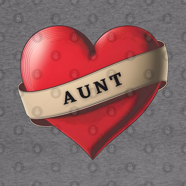 Aunt - Lovely Red Heart With a Ribbon by Allifreyr@gmail.com